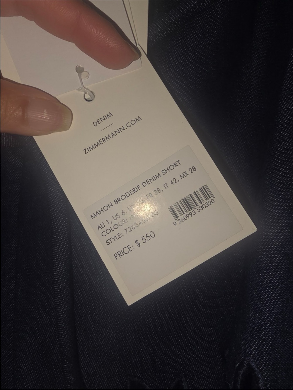 Zimmermann Denim Mahon Broderie Short in Ink - Size 1 - Picture 6 of 6